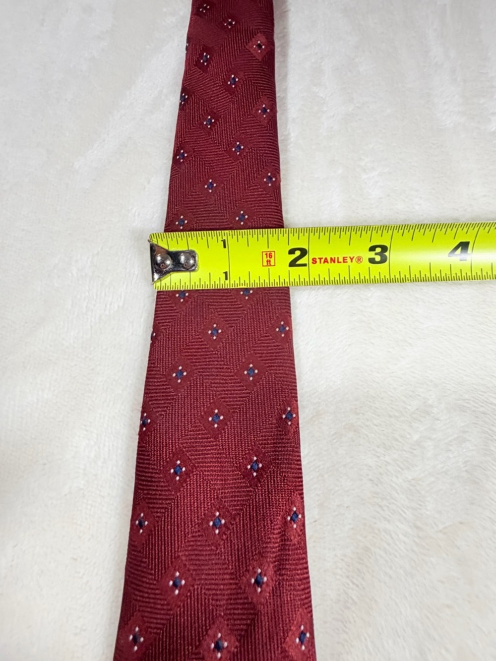 Christian Dior Embroidered Burgundy Patterned Polyester Tie - Picture 4 of 9